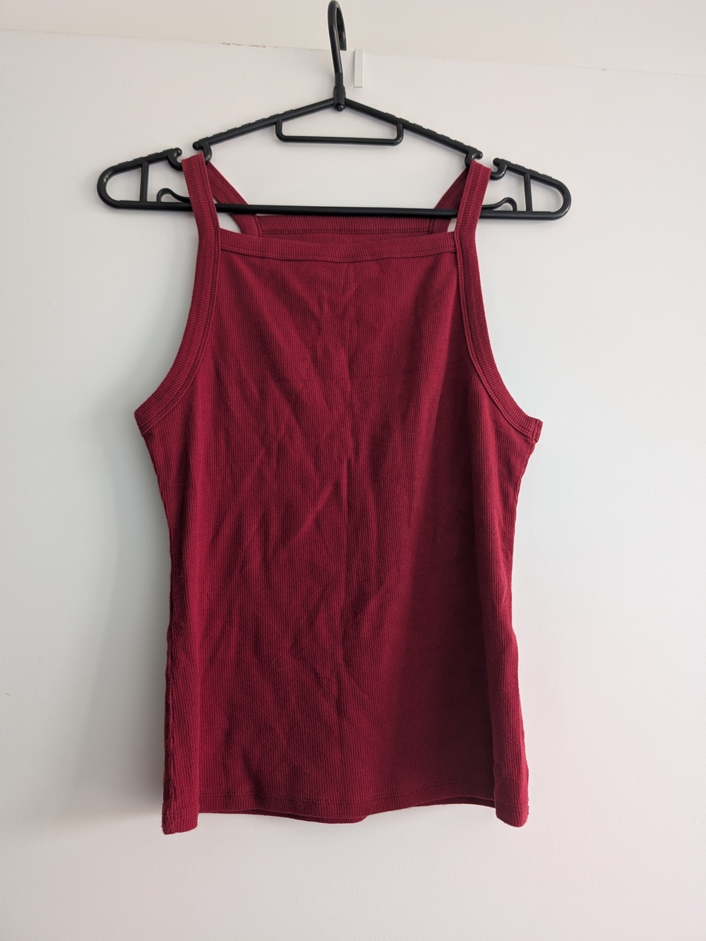 Hollister Ribbed Square-Neck Tank Top - Wine Red